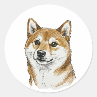 Rolig "Jag tuggar på dig" Shiba Inu Alla hjärtans  Runt Klistermärke