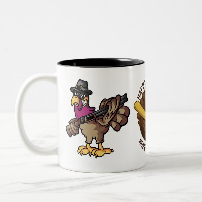 Rolig jakt på kalkon på Thanksgiving Två-Tonad Mugg (Vänster)