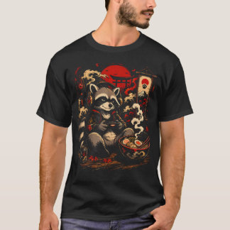 Rolig japansk anime-tvätt med tvättbjörn för pojka t shirt