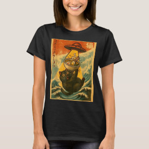 Rolig japansk anime UFO katt Ramen män kvinnor ton T Shirt