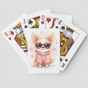 Rolig Japansk Chin Kawaii Hund Casinokort