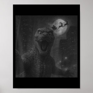 Rolig japansk Kaiju-selfie Santa jul män Bo Poster