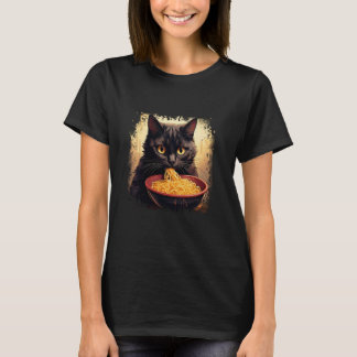 Rolig japansk katt som äter Ramen Vintage japansk T Shirt