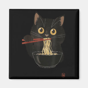 Rolig Japansk Kawaii Katt Anime Katt som äter Rame Magnet