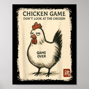 Rolig japansk konst Kyckling spel Grafisk t-shirt Poster