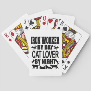 Rolig järnarbetare på dagtid Kattälskare på natt Casinokort