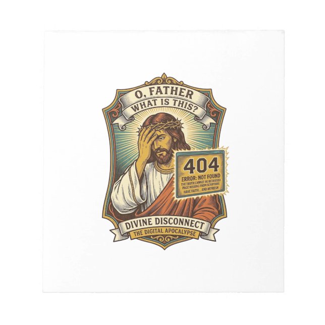 Rolig Jesus 404 Error Webb Utvecklare Programmerar Anteckningsblock (Framsida)