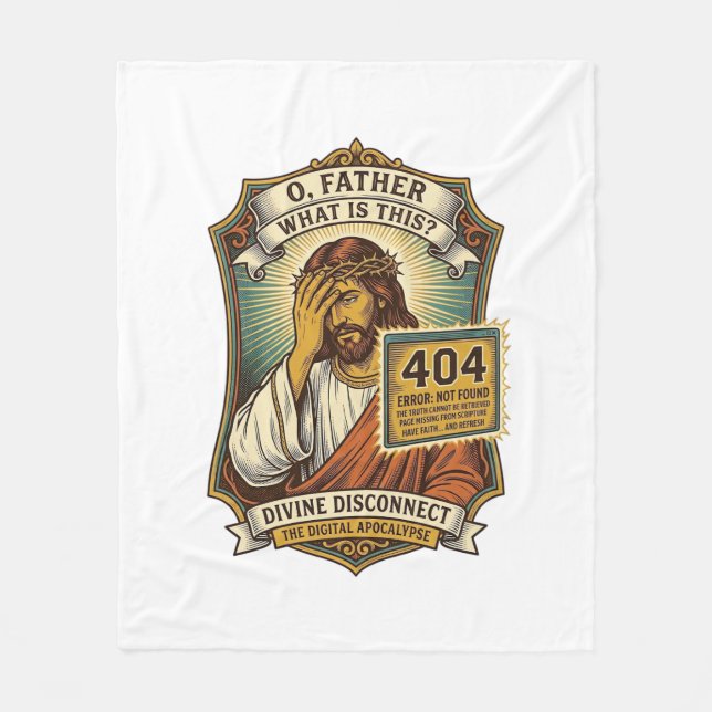 Rolig Jesus 404 Error Webb Utvecklare Programmerar Fleecefilt (Framsidan)