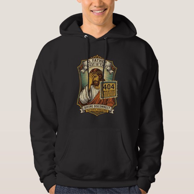 Rolig Jesus 404 Error Webb Utvecklare Programmerar Hoodie (Framsida)