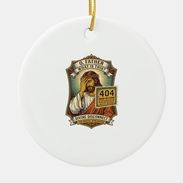 Rolig Jesus 404 Error Webb Utvecklare Programmerar Julgransprydnad Keramik (Framsidan)
