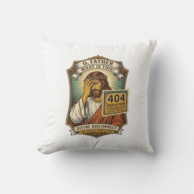 Rolig Jesus 404 Error Webb Utvecklare Programmerar Kudde (Framsida)