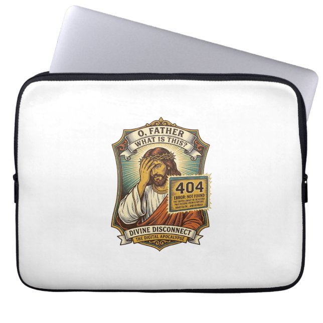 Rolig Jesus 404 Error Webb Utvecklare Programmerar Laptop Fodral (Framsidan)