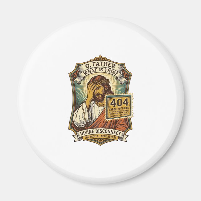 Rolig Jesus 404 Error Webb Utvecklare Programmerar Magnet (Framsidan)
