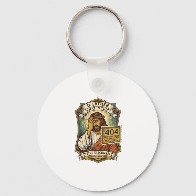 Rolig Jesus 404 Error Webb Utvecklare Programmerar Nyckelring (Framsida)