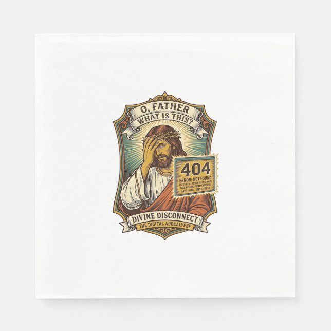 Rolig Jesus 404 Error Webb Utvecklare Programmerar Pappersservett (Framsidan)