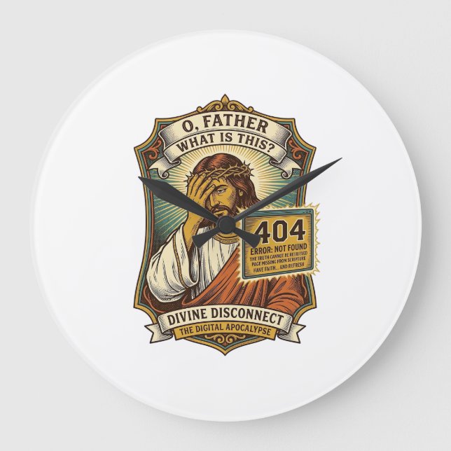 Rolig Jesus 404 Error Webb Utvecklare Programmerar Stor Klocka (Framsida)