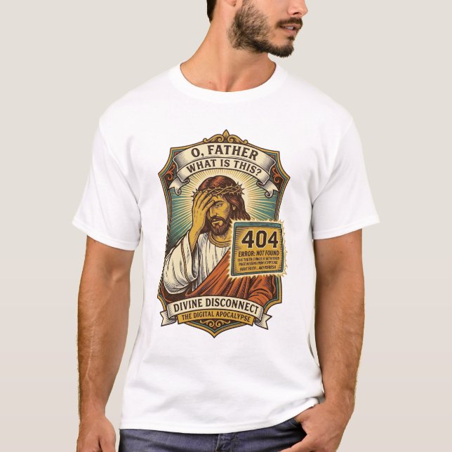 Rolig Jesus 404 Error Webb Utvecklare Programmerar T Shirt (Framsida)