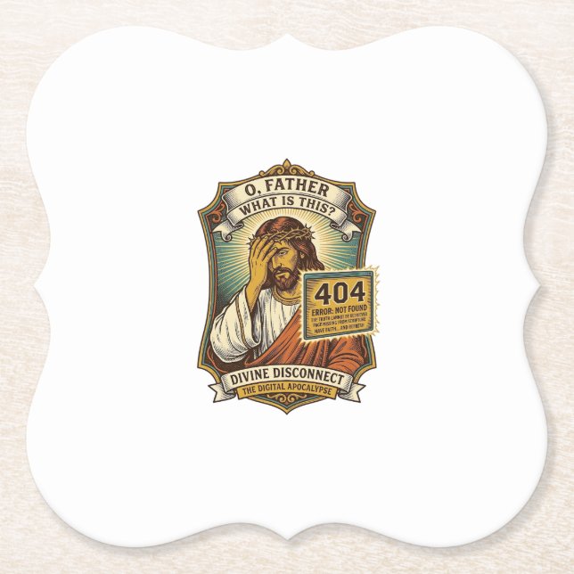 Rolig Jesus 404 Error Webb Utvecklare Programmerar Underlägg Papper (Framsida)