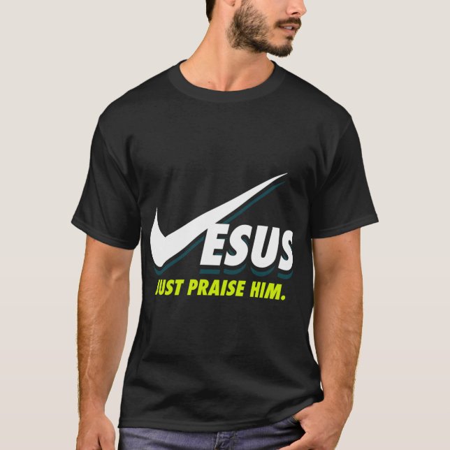 Rolig Jesus  Bara Prisa Honom Kristet Present vint T Shirt (Framsida)