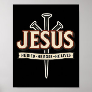 Rolig Jesus Han Dog Han Uppstod Han Lever Spikar K Poster