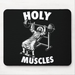 Rolig jesus heliga muskler bänkpress gym fitness musmatta