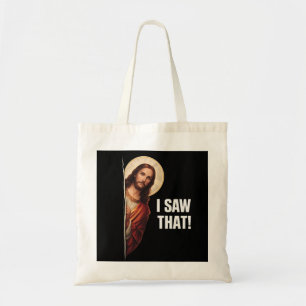 Rolig Jesus "Jag Såg Det" Kristet meme-design Tygkasse