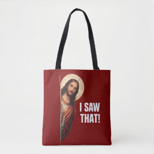 Rolig Jesus "Jag Såg Det" Kristet meme-design Tygkasse