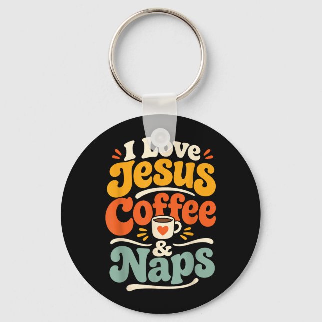 Rolig Jesus Kaffe Kristet Tro Morgonbön Nyckelring (Framsida)