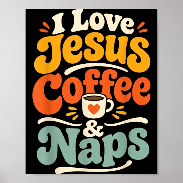 Rolig Jesus Kaffe Kristet Tro Morgonbön Poster (Framsidan)