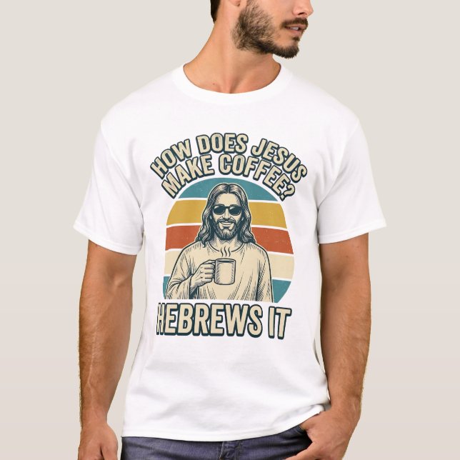 Rolig Jesus Kaffe Vintage Gravyr T-Shirt Design_ (Framsida)
