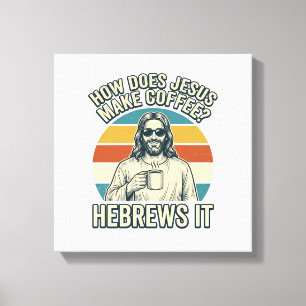 Rolig Jesus Kaffe Vintage Gravyr T-Shirt Design_ Canvastryck