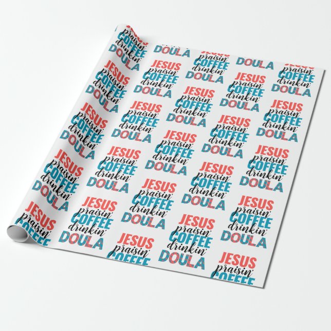Rolig Jesus Lovsjungande Kaffe Drickande Kristna D Presentpapper (Utrullad)