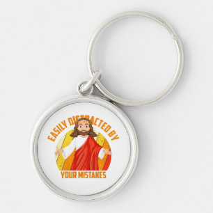 Rolig Jesus Rund Silverfärgad Nyckelring