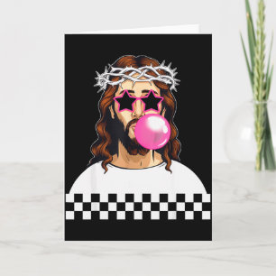 Rolig Jesus som blåser bubbelgum & bär solglas Kort