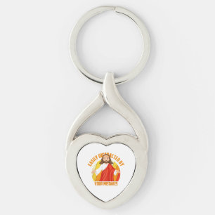 Rolig Jesus Twisted Heart Silverfärgad Nyckelring