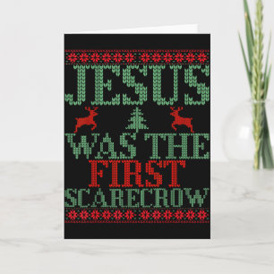 Rolig Jesus Var Den Första Fågelskrämman Ful Jultr Kort