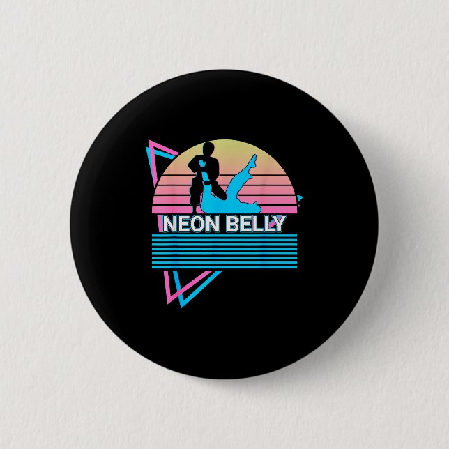 Rolig Jiu Jitsu Bjj Retro Neon Buk  Knapp (Framsida)