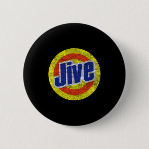 Rolig Jive Retro Logo För Högljudda Munnar Knapp