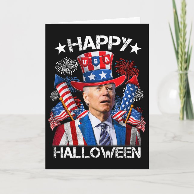 Rolig Joe Biden 4:e Juli T-shirt Glad Halloween  Kort (Framsida)