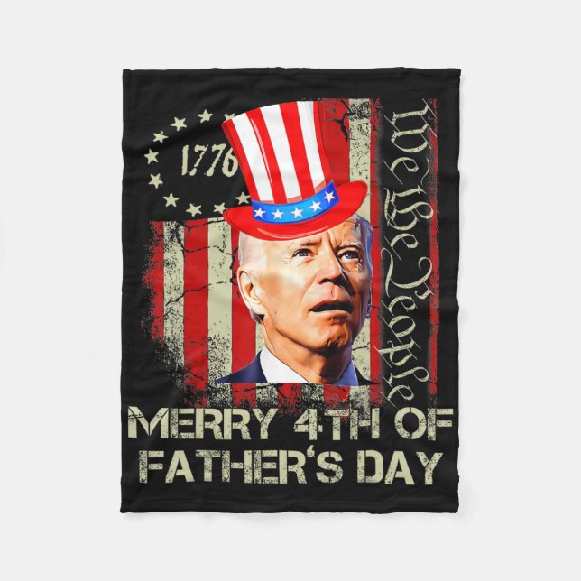 Rolig Joe Biden 4 juli Glad 4:e Fars dag  Fleecefilt (Framsidan)