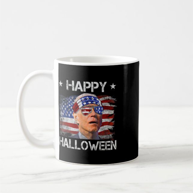 Rolig Joe Biden Fjärde 4:e Juli Glad Halloween Kaffemugg (Vänster)