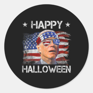 Rolig Joe Biden Fjärde 4:e Juli Glad Halloween Runt Klistermärke