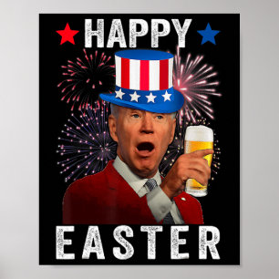 Rolig Joe Biden Förväxlade Glad Påsk Med Självstän Poster