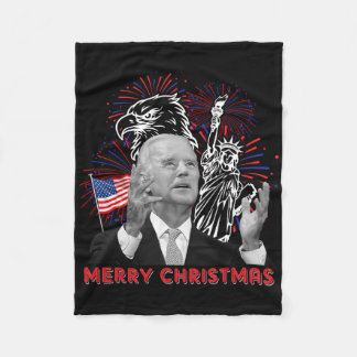 Rolig Joe Biden God Jul i Juli USA Flagga 4 Fleecefilt