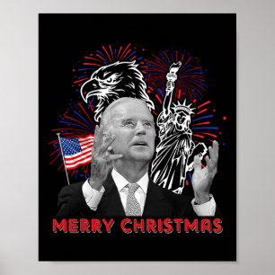 Rolig Joe Biden God Jul i Juli USA Flagga 4 Poster