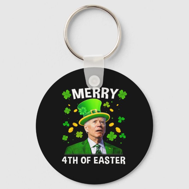 Rolig Joe Biden St Patricks Day Glad 4:e påskdagen Nyckelring (Framsida)