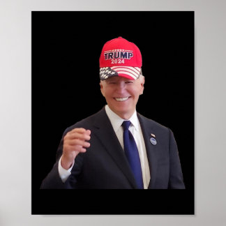 Rolig Joe Biden tar på sig Trump 2024-mössa Poster