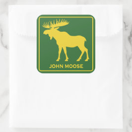 Rolig John Moose Parodi Bonde  Fyrkantigt Klistermärke