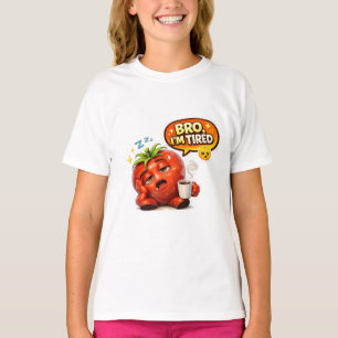 Rolig Jordgubbs "Bro Jag är Trött" Grafisk T-shirt