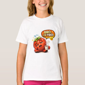 Rolig Jordgubbs "Bro Jag är Trött" Grafisk T-shirt